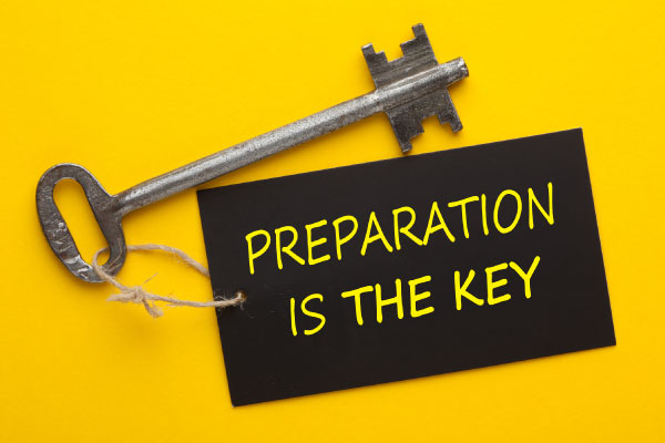 Job Change: Graphic of key with tag attached that says "Preparation is the key"